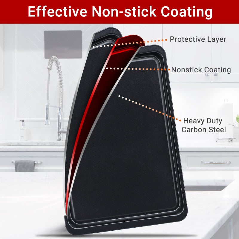 Beasea Baking Sheet 2 Pack, 10x14.6 Inch Cookie Sheet Nonstick Carbon Steel Baking Sheet for Oven Pans Baking Tray Cooking Sheets Black - Image 3